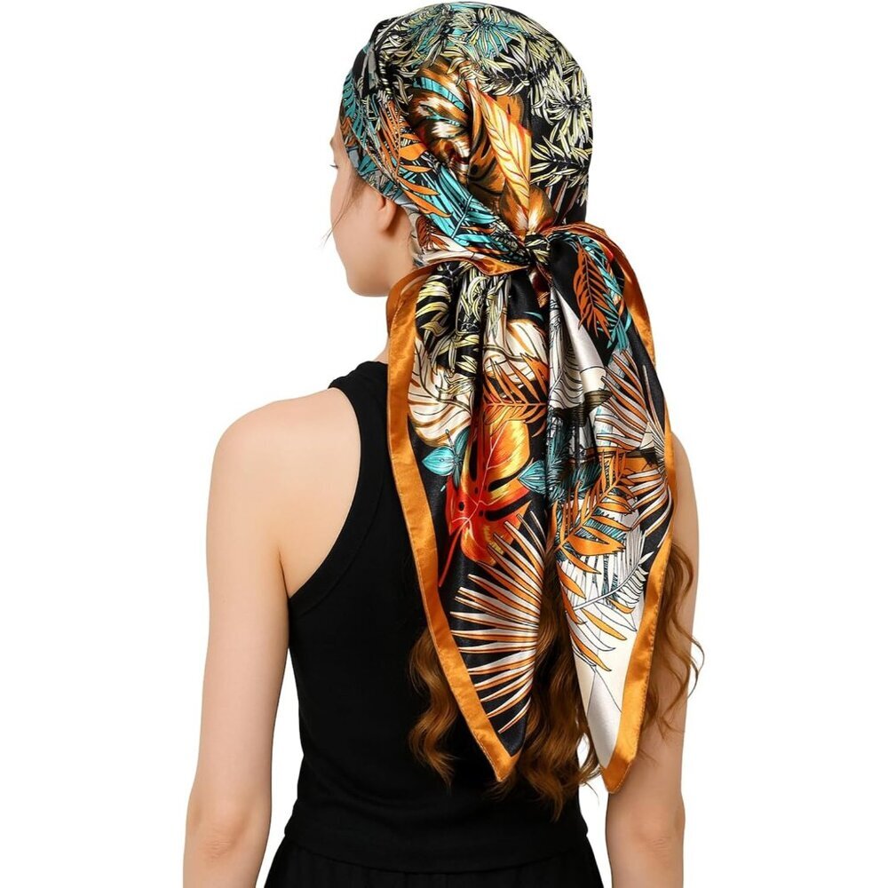 Versatile 35'' Polyester Hair Scarf - Beautiful Satin Finish for Day & Night